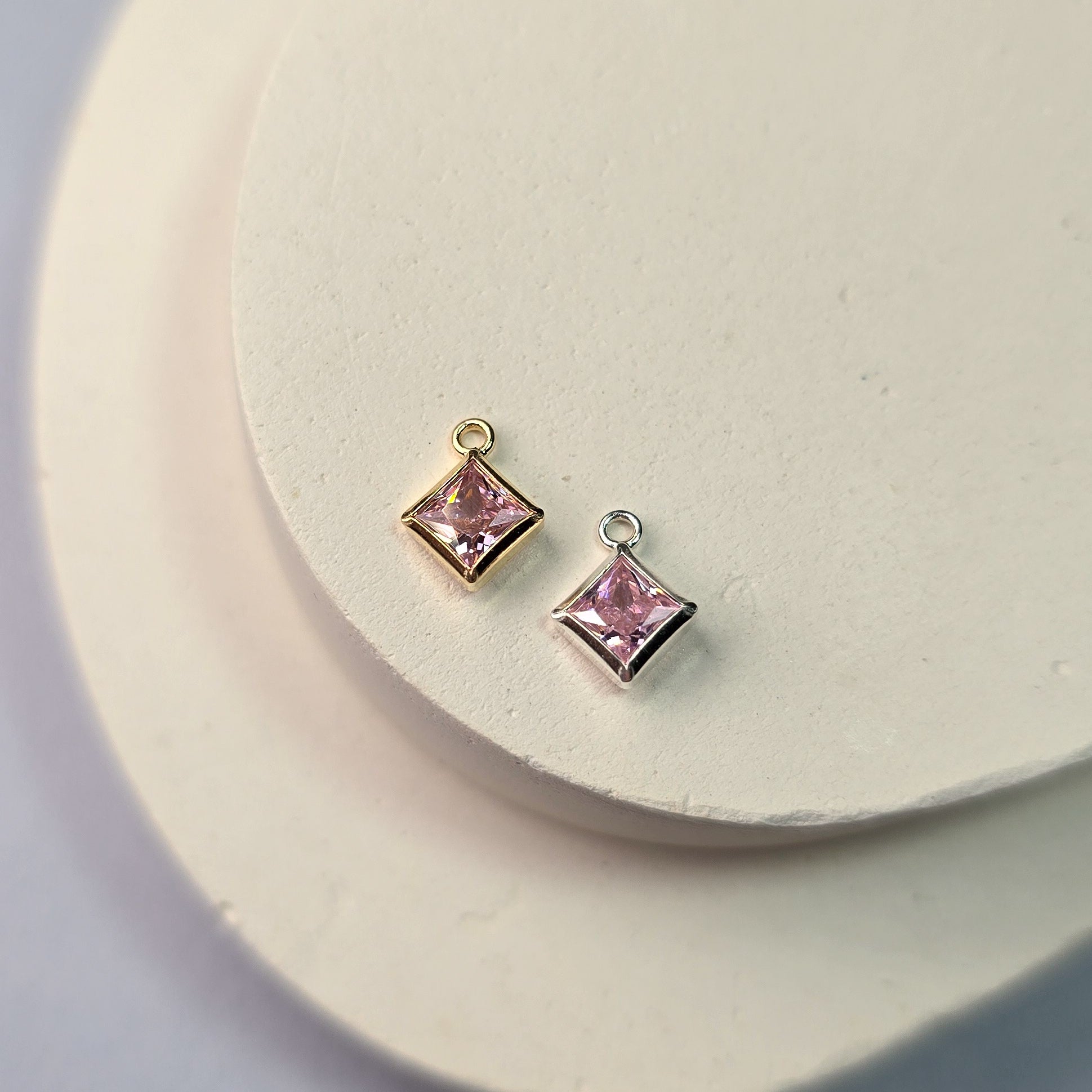 6Mm Crystal Rhombus Pendant Sterling Silver / Pink Tourmaline