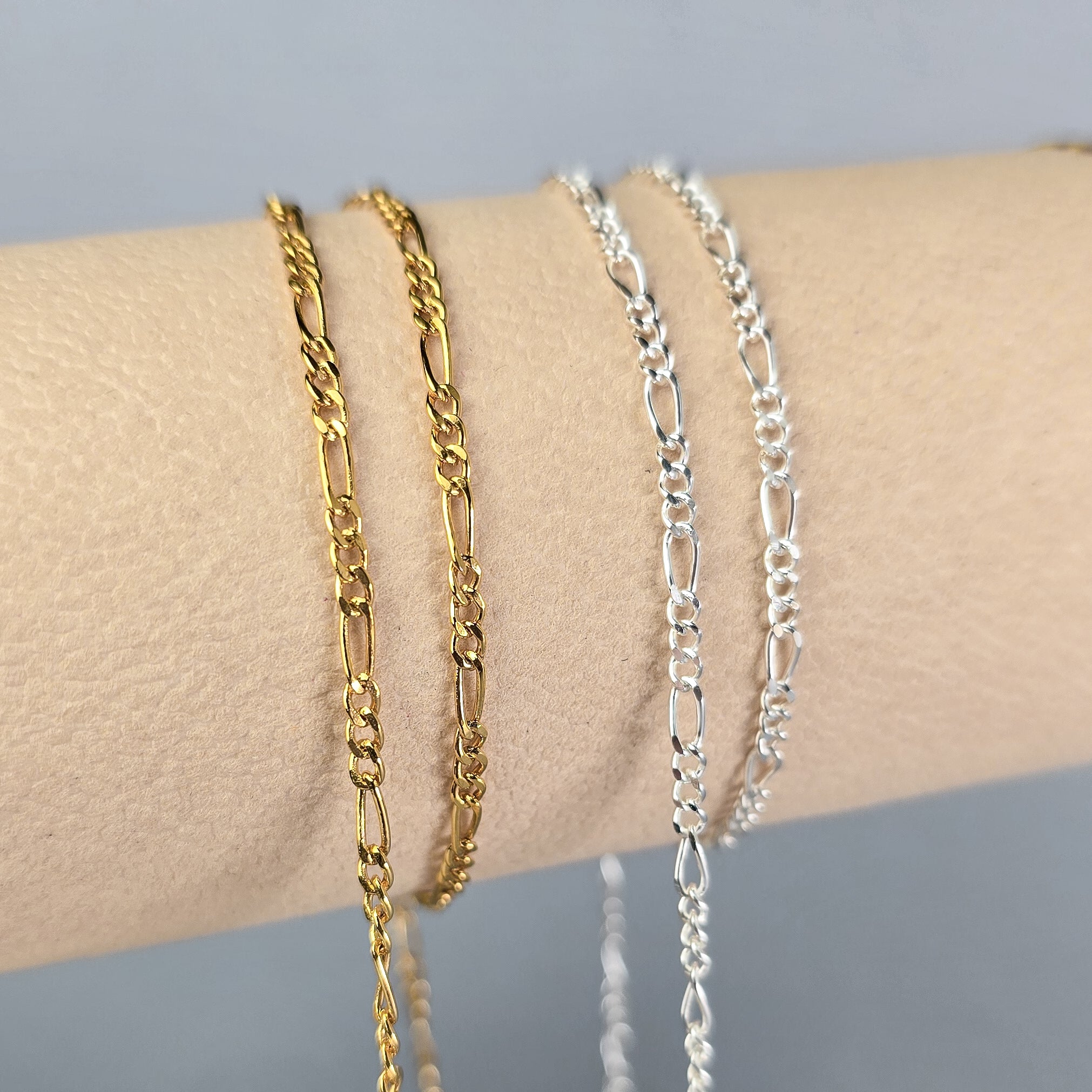 2.4mm Chunky Figaro Chain - 14K Gold Filled & 925 Sterling Silver