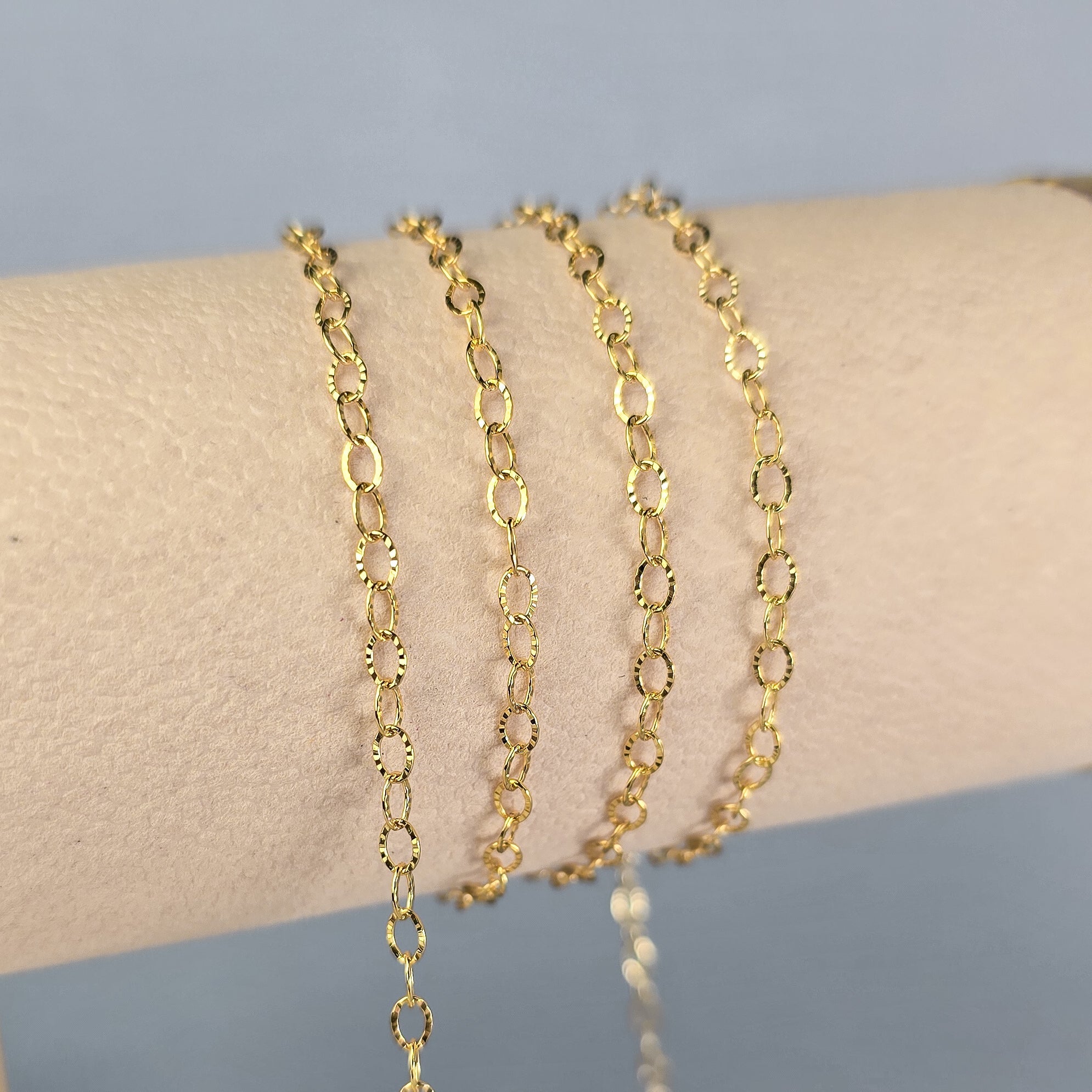 Textured Oval Cable Chain - 14K Gold Filled & 925 Sterling Silver Gold Filled 2.9mm / 1 Meter