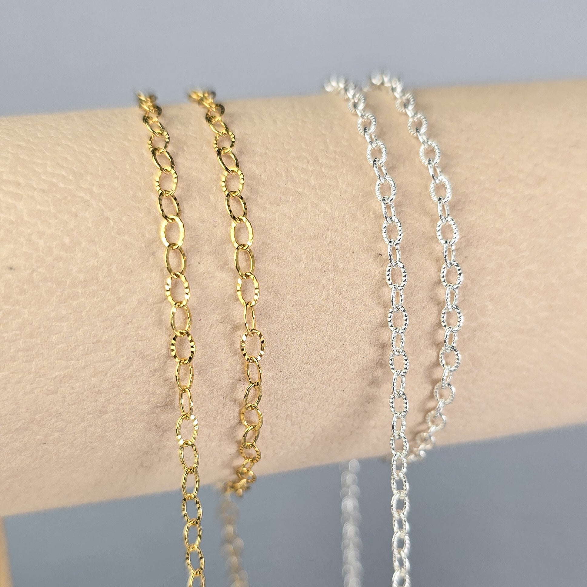 Textured Oval Cable Chain - 14K Gold Filled & 925 Sterling Silver