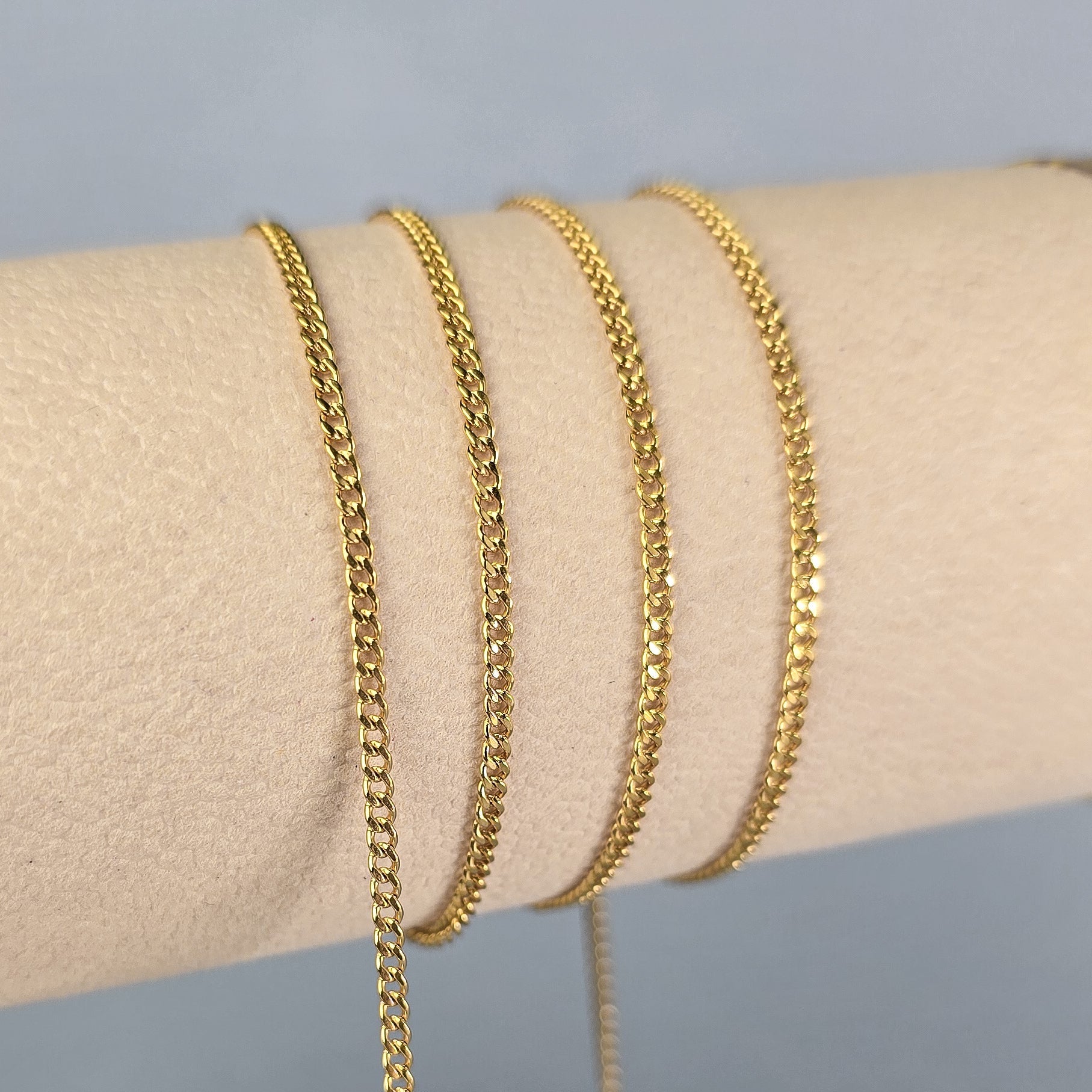 2mm Cuban Curb Chain - 14K Gold Filled & 925 Sterling Silver 14K Gold Filled / 1 Meter