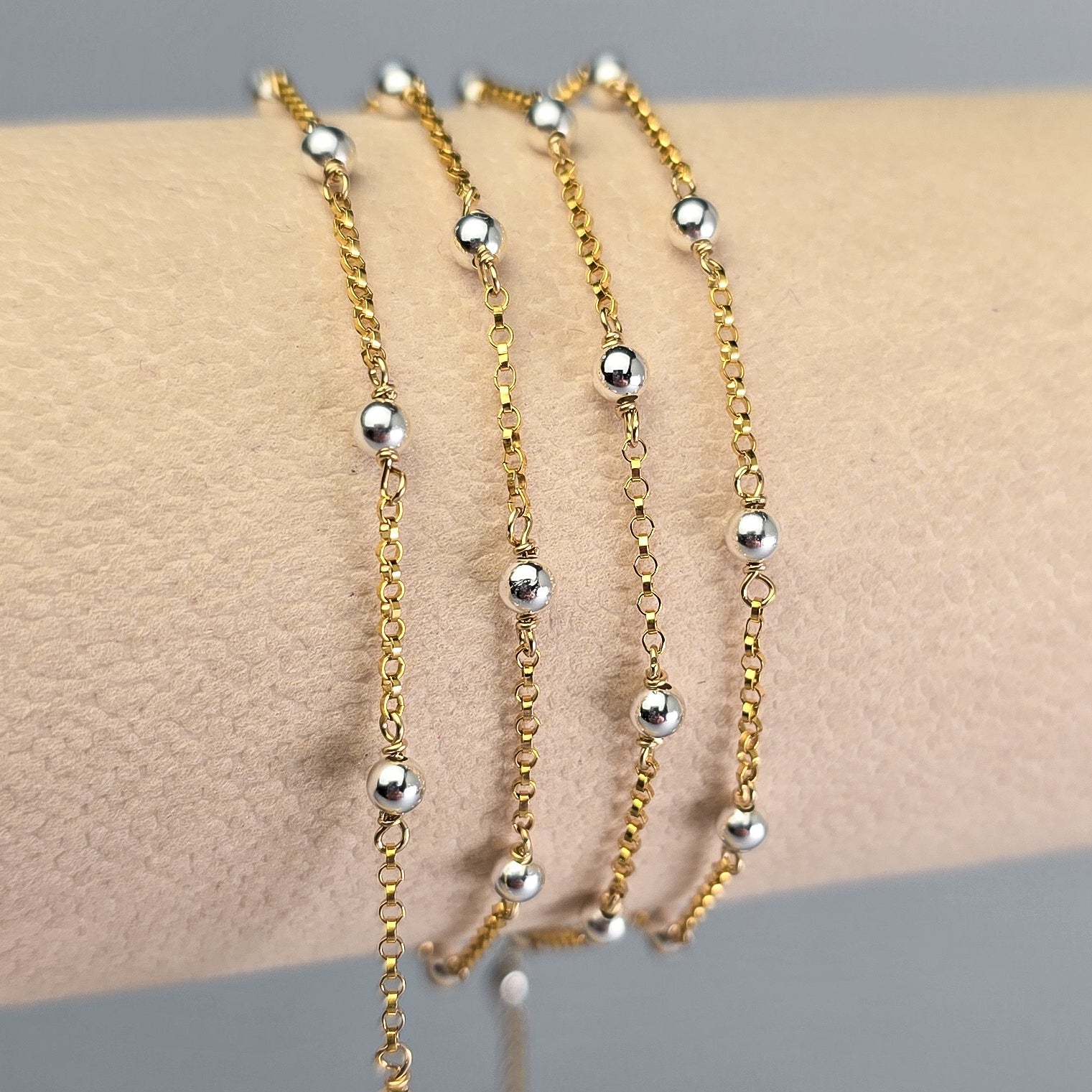 1.3mm Mixed Metal Satellite Chain - 14K Gold Filled & 925 Sterling Silver