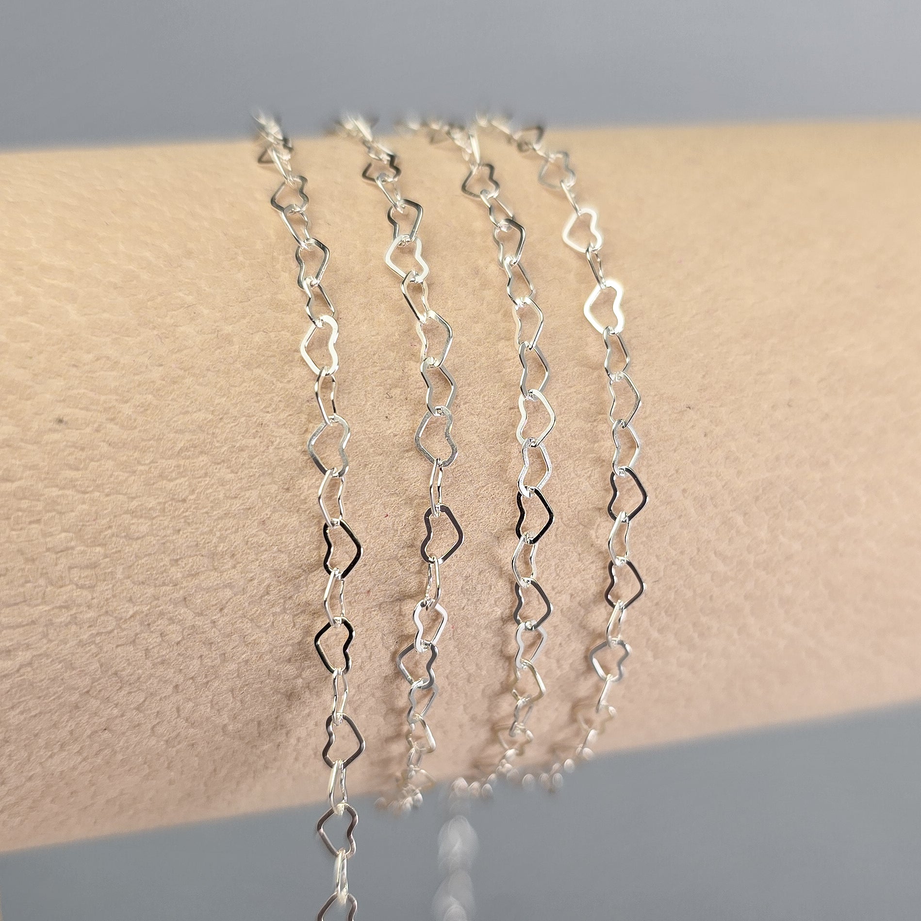 2.8mm Heart Chain - 14K Gold Filled & 925 Sterling Silver 925 Sterling Silver / 1 Meter