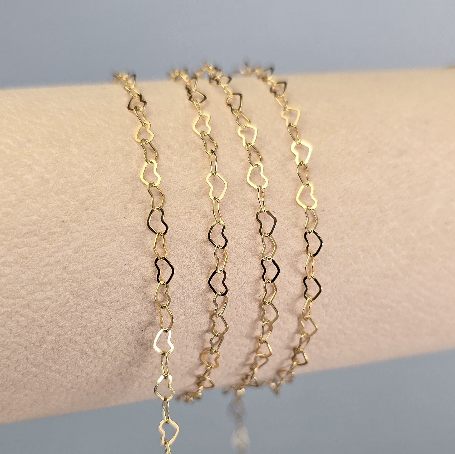 2.8mm Heart Chain - 14K Gold Filled & 925 Sterling Silver 14K Gold Filled / 1 Meter