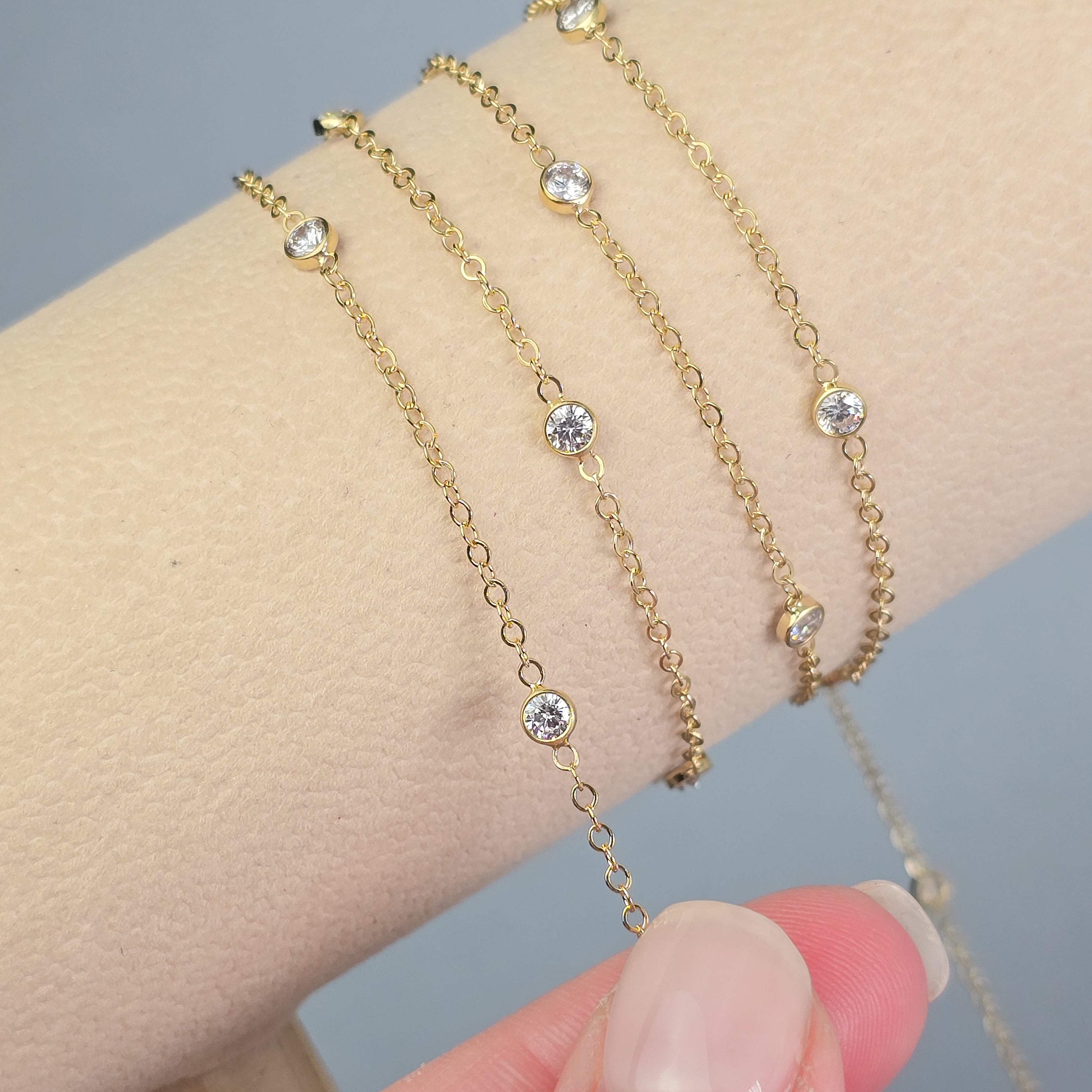 1.7mm Flat Cable Cubic Zirconia Chain - 14k Gold Filled 1 meter