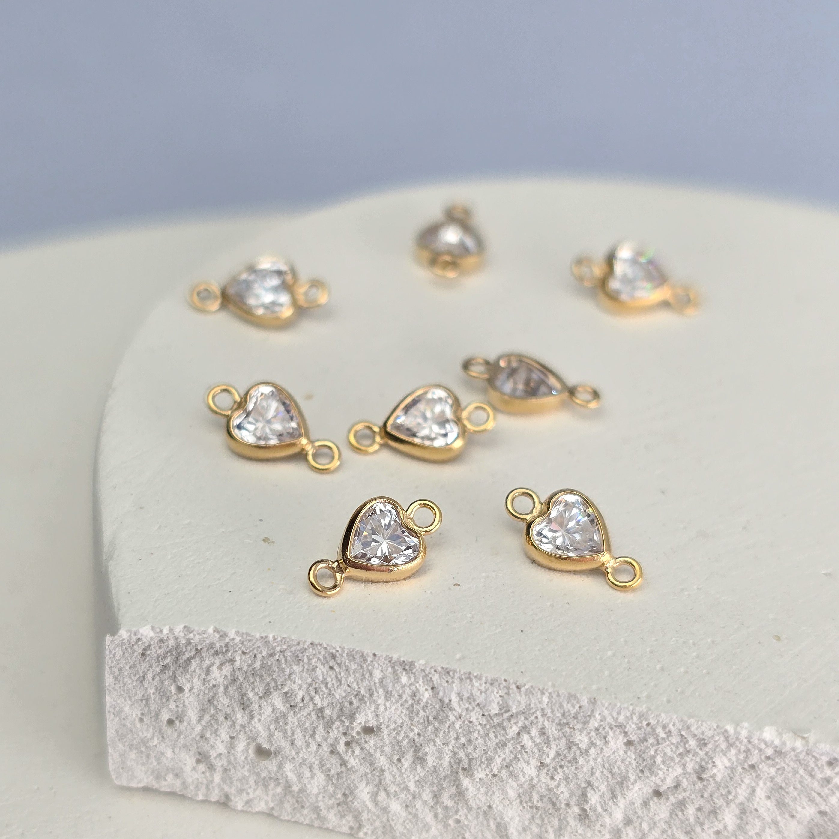 14k Gold Filled CZ Heart Connector
