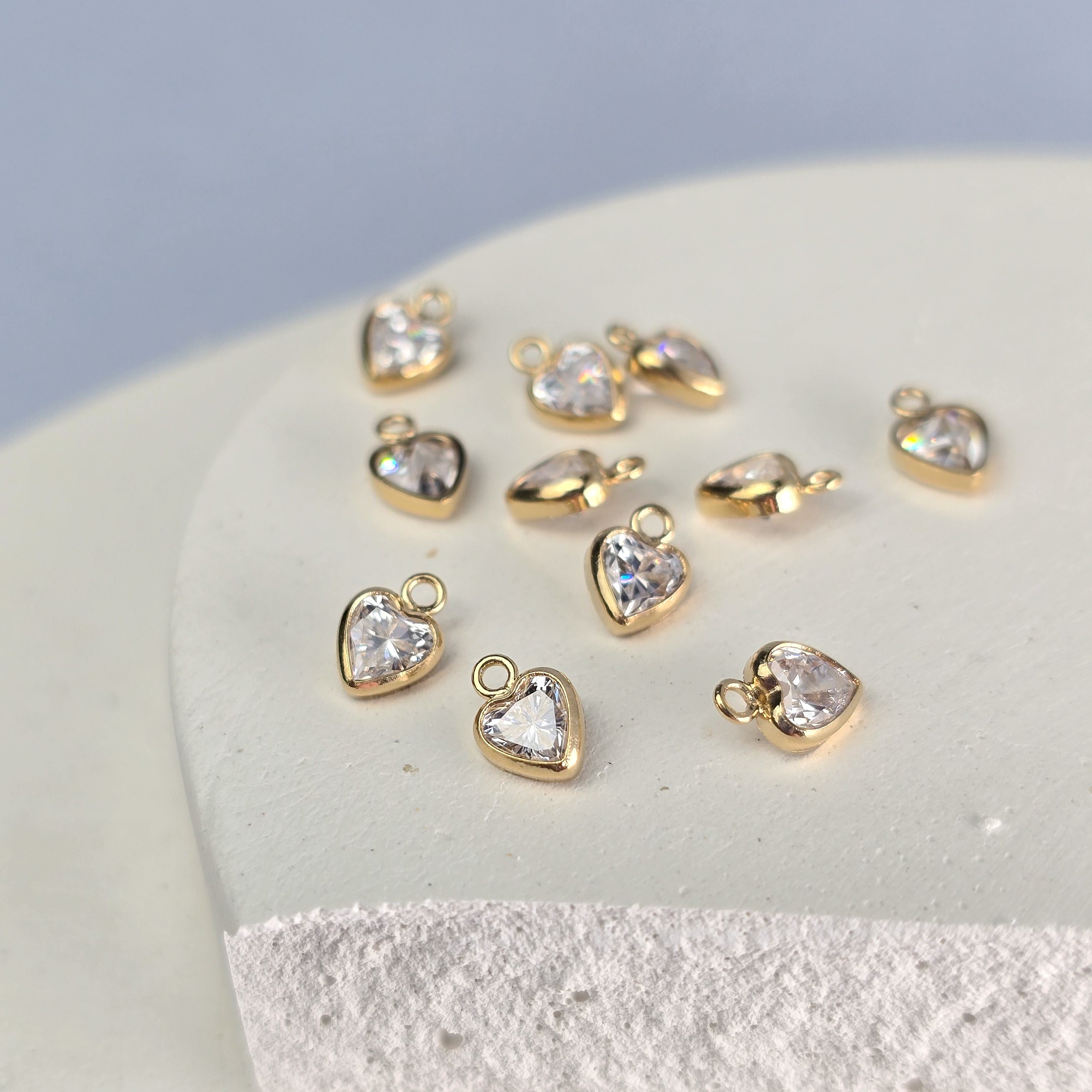 14k Gold Filled CZ Heart Charm