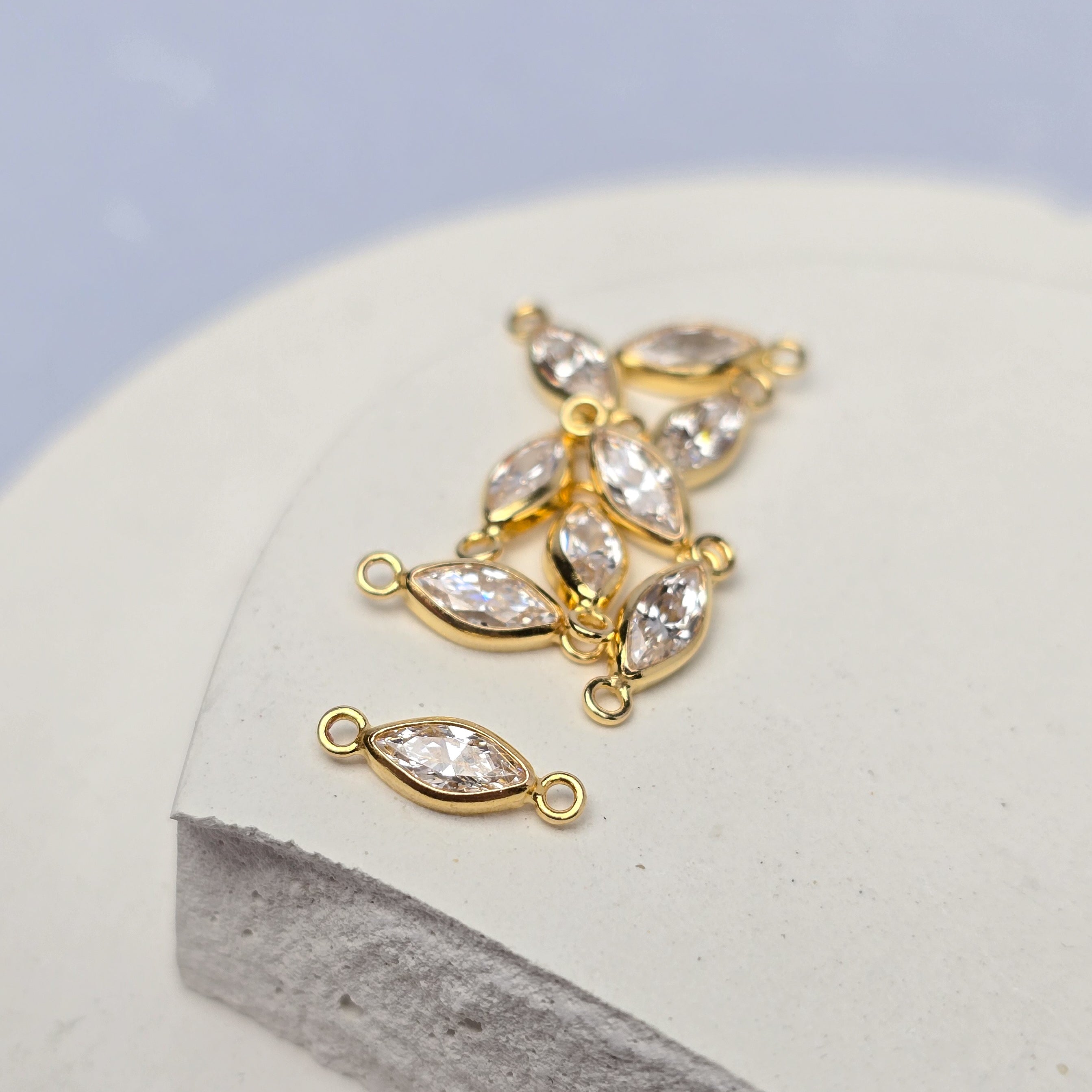 6mm Marquise Birthstone Connector 14k Gold Filled / April - Crystal