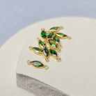 6mm Marquise Birthstone Connector 14k Gold Filled / May - Emerald Green