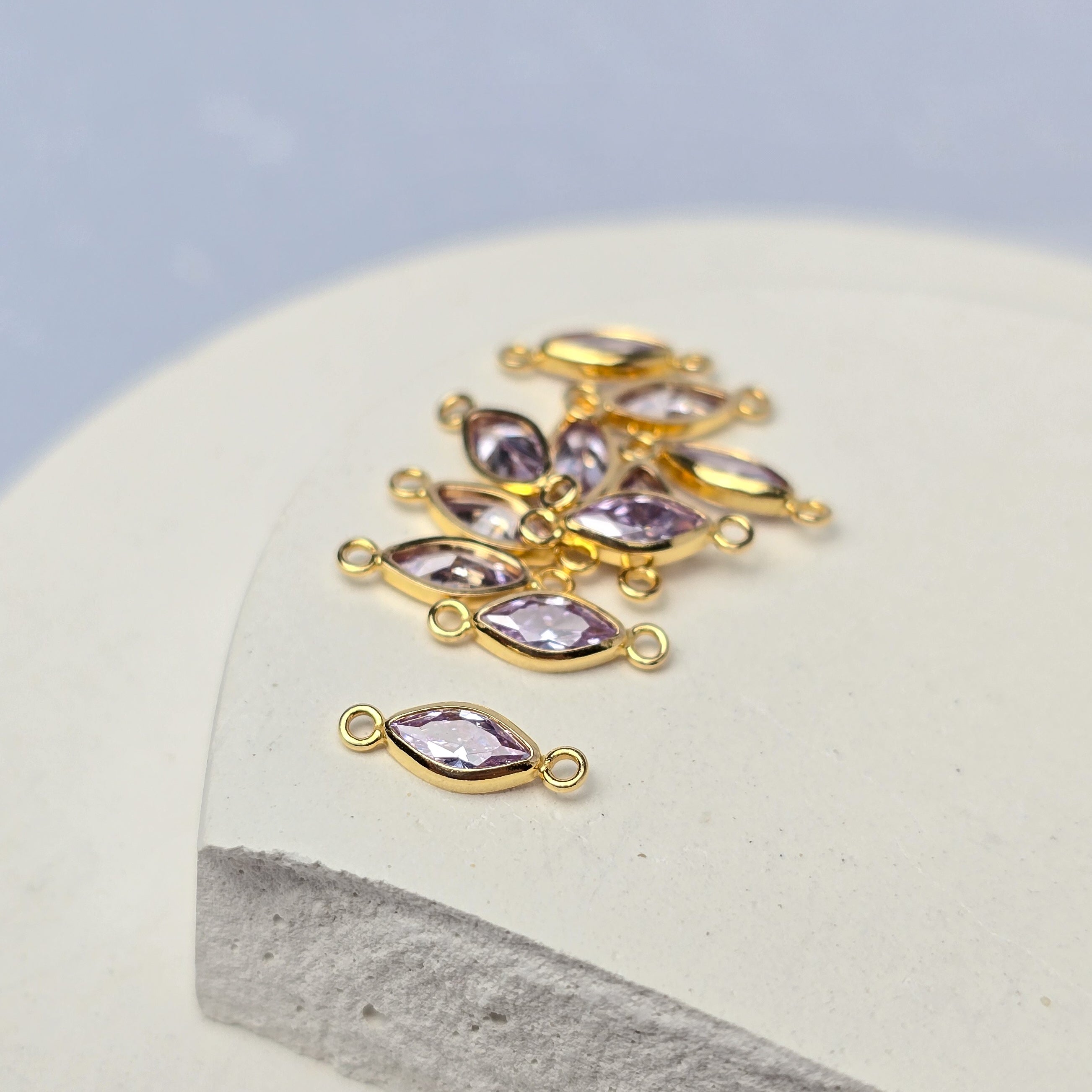 6mm Marquise Birthstone Connector 14k Gold Filled / June - Alexandrite