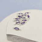 6mm Marquise Birthstone Connector Sterling silver / February - Amethyst