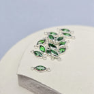 6mm Marquise Birthstone Connector Sterling silver / May - Emerald Green
