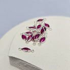 6mm Marquise Birthstone Connector Sterling silver / July - Ruby
