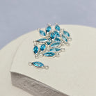 6mm Marquise Birthstone Connector Sterling silver / December - Blue Zircon