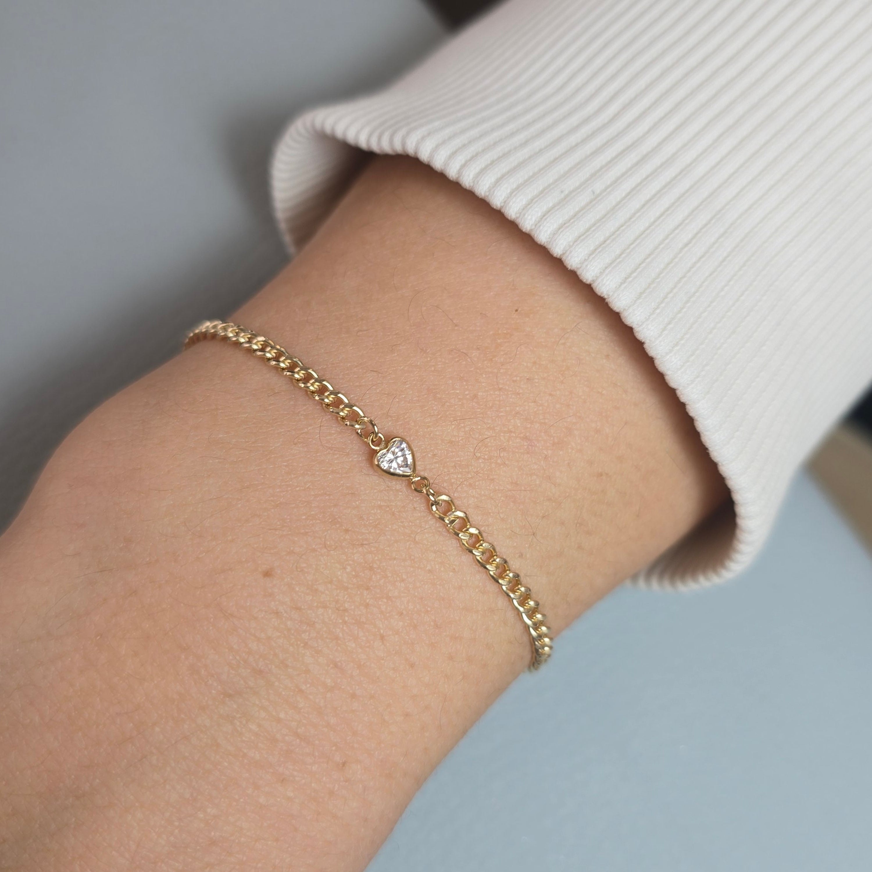 14k Gold Filled CZ Heart Connector