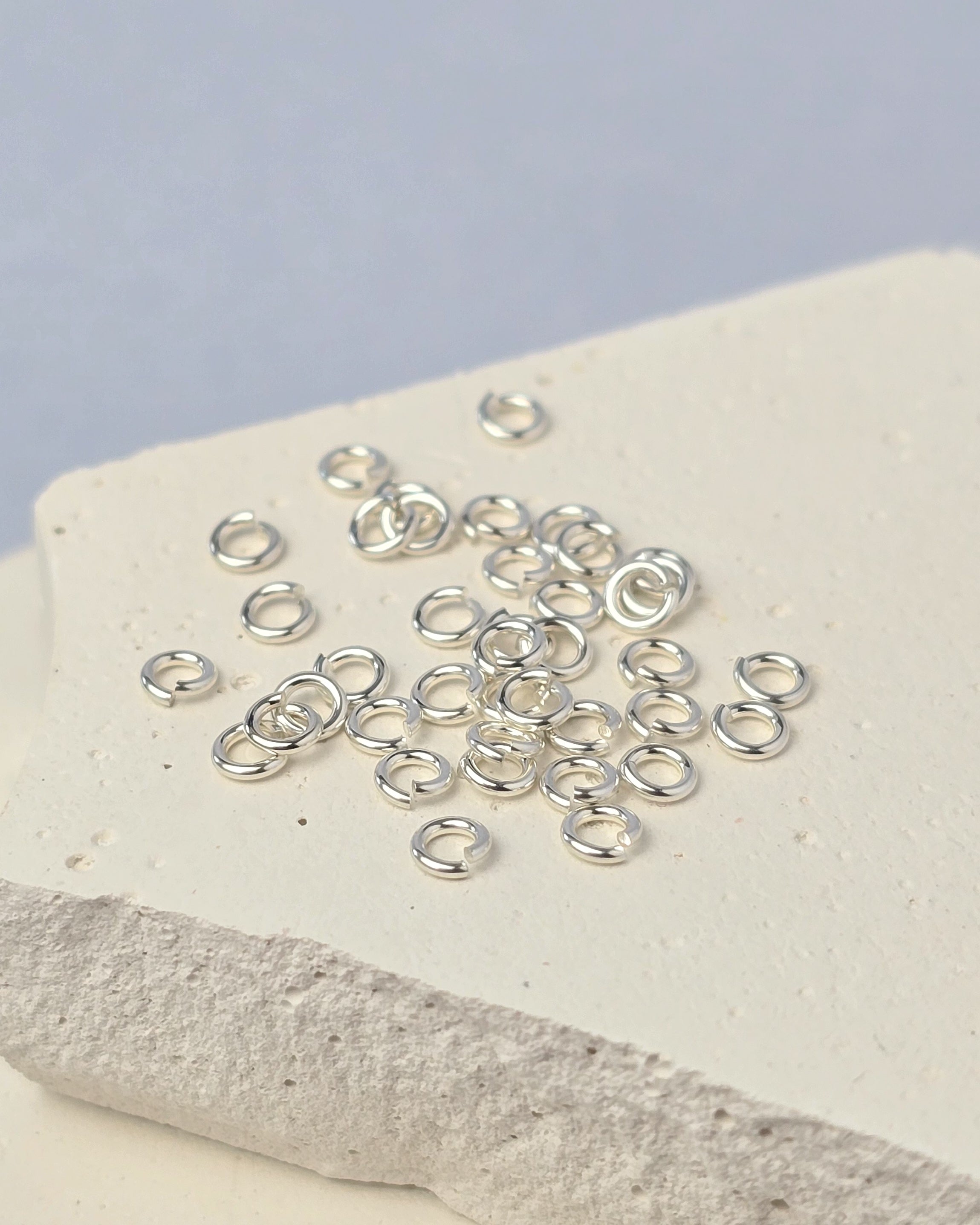 925 Sterling Silver & 14k Gold Filled Jump Rings 3mm (22 & 24 Ga) - 20 pack 925 Sterling Silver / 0.5mm wire diameter