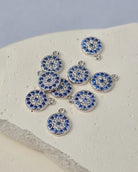 Sterling Silver Round Crystal Evil Eye Charm