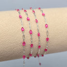 Clear Pink Enamel Sunburst & Paperclip Chain - 14k Gold Filled & 925 Sterling Silver 925 Sterling Silver