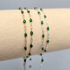 Clear Green Enamel Sunburst & Paperclip Chain - 14k Gold Filled & 925 Sterling Silver