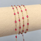 Clear Pink Enamel Sunburst & Paperclip Chain - 14k Gold Filled & 925 Sterling Silver 14k Gold Filled