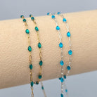 Stained Glass Blue Enamel Sunburst & Paperclip Chain - 14k Gold Filled & 925 Sterling Silver
