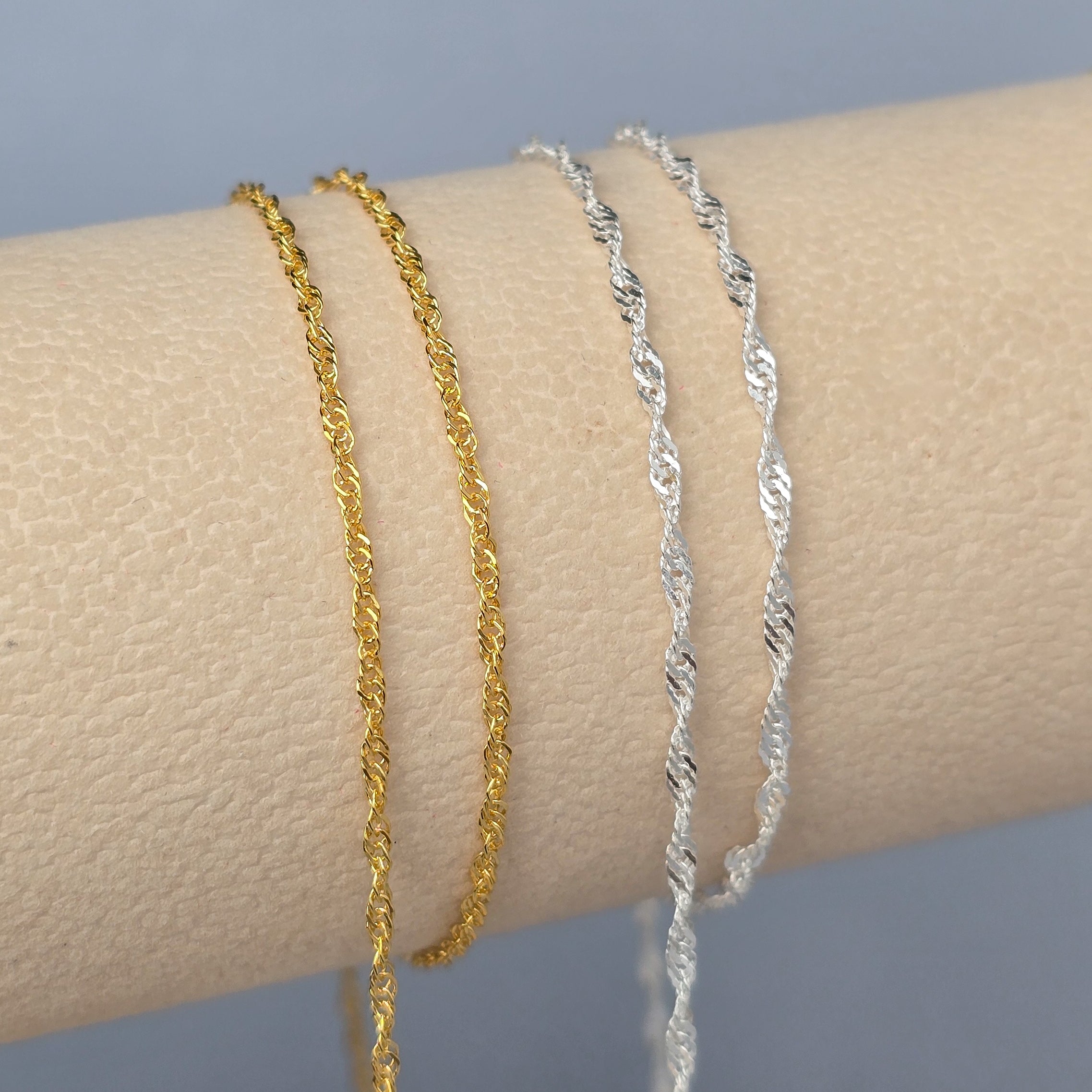 Twisted Curb Chain - 14K Gold Filled & 925 Sterling Silver