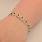 Stained Glass Green Enamel Sunburst & Paperclip Chain