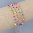 1.5mm Bright Rainbow Enamel Flat Cable Chain - 925 Sterling Silver & 14k Gold Filled