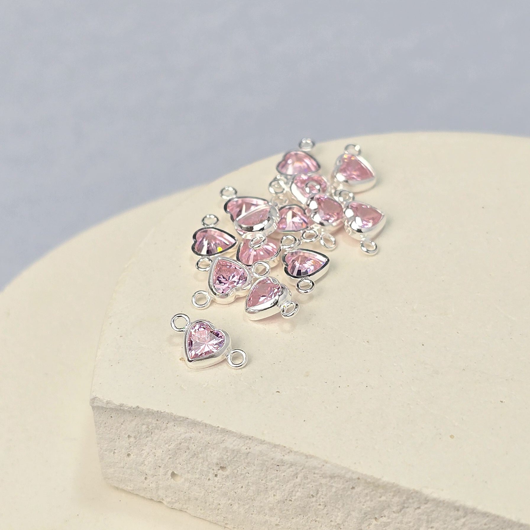 4mm Heart Birthstone Connector Charm