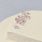 4mm Heart Birthstone Connector Charm Sterling silver / October - Pink Tourmaline