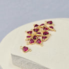 4mm Heart Birthstone Connector Charm 14k Gold Filled / July - Ruby