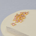 4mm Heart Birthstone Connector Charm 14k Gold Filled / October - Pink Tourmaline