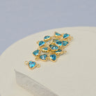 4mm Heart Birthstone Connector Charm 14k Gold Filled / December - Blue Zircon