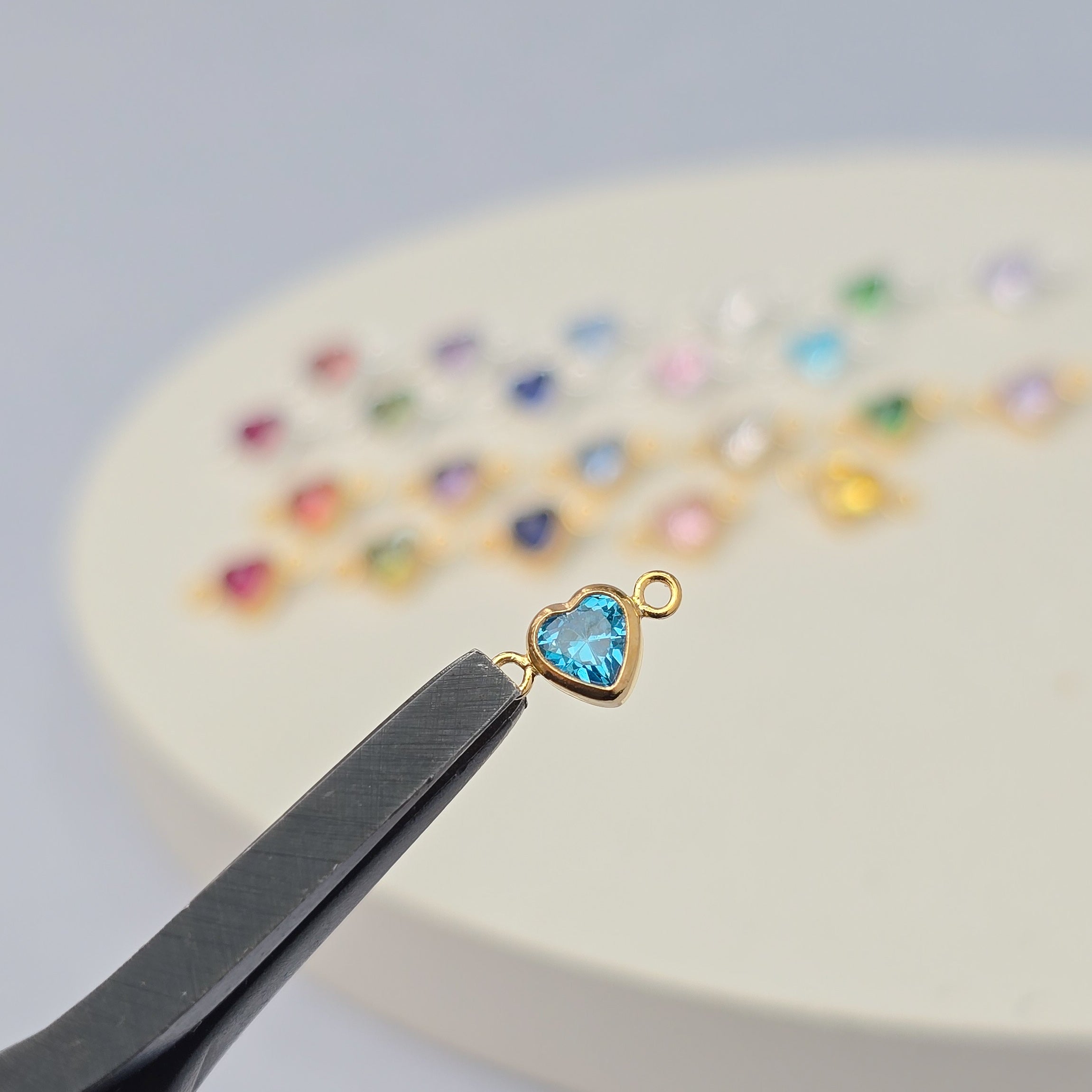 4mm Heart Birthstone Connector Charm