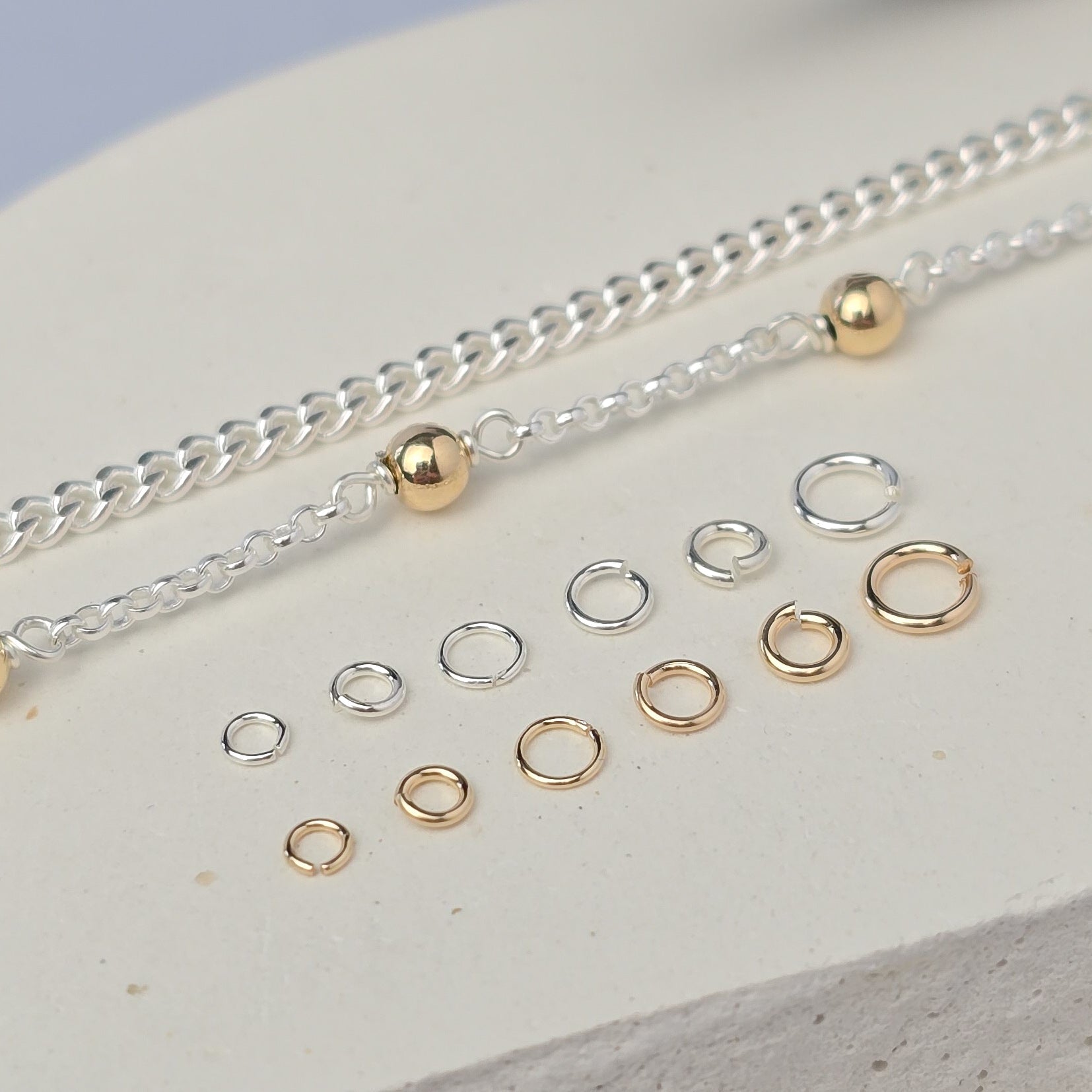 925 Sterling Silver & 14k Gold Filled Jump Rings 3mm (26Ga/Extra Light) - 20 pack