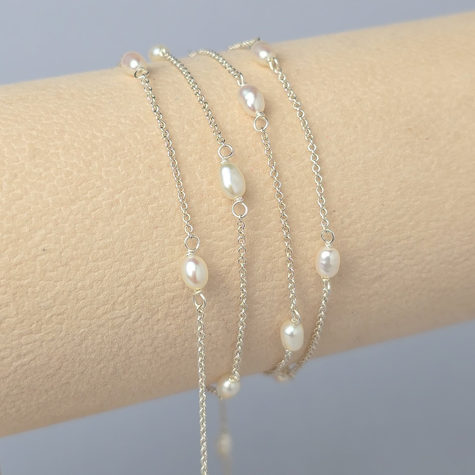 1.2mm Freshwater Pearl Chain - 925 Sterling Silver & 14k Gold Filled