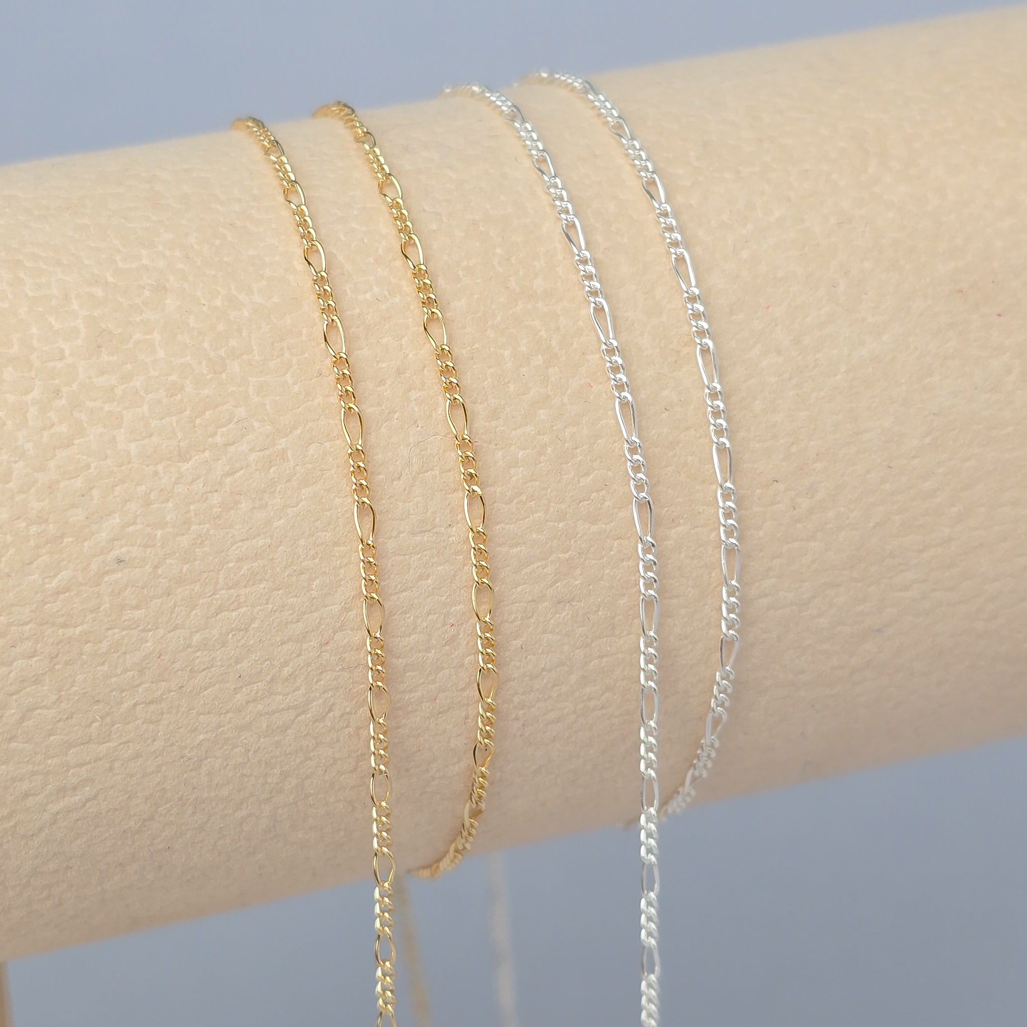 1.3mm Mini Figaro - 14k Gold Filled & 925 Sterling Silver