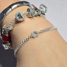 Sterling Silver Crystal Hollow Heart Connector