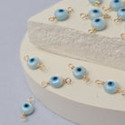 Mother of Pearl Evil Eye Connector Charm 14k Gold Filled