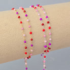 1.5mm Cherry Blossom Enamel Flat Cable Chain - 925 Sterling Silver & 14k Gold Filled