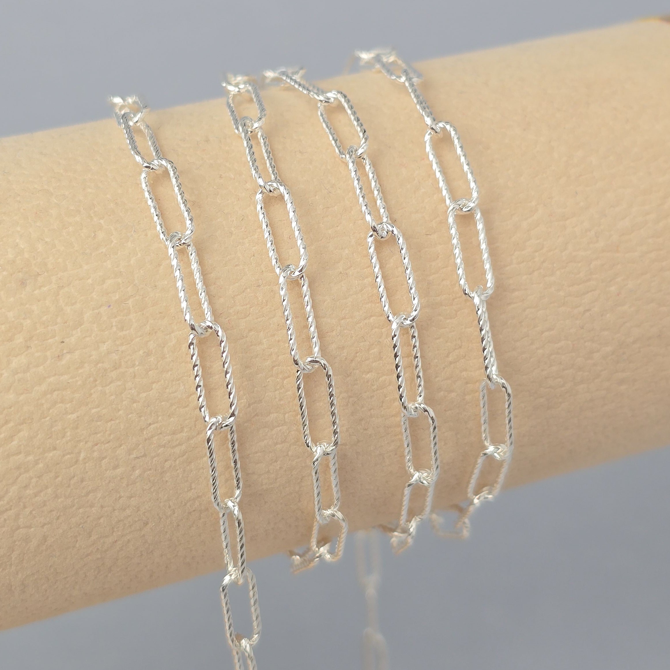 4.15mm Textured Paperclip Chain - 925 Sterling Silver