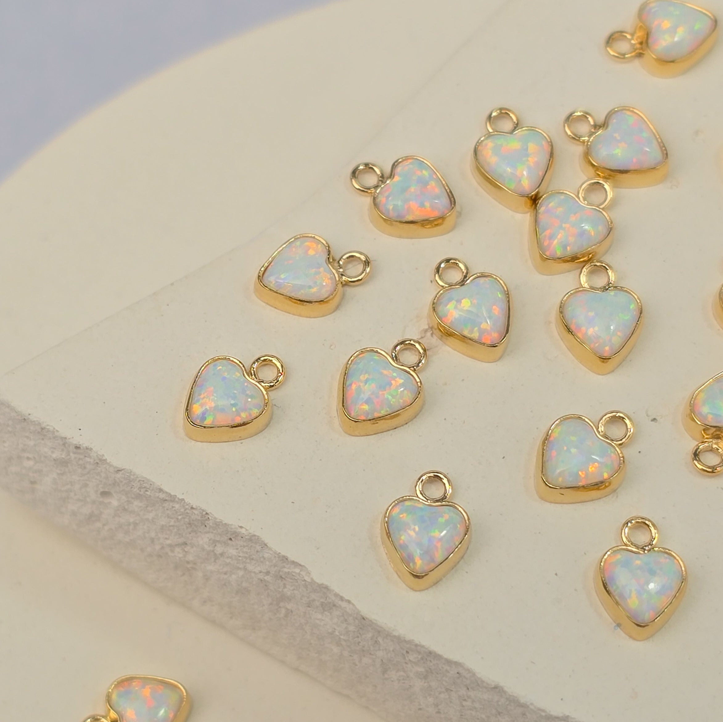 4mm Opal Heart Charm