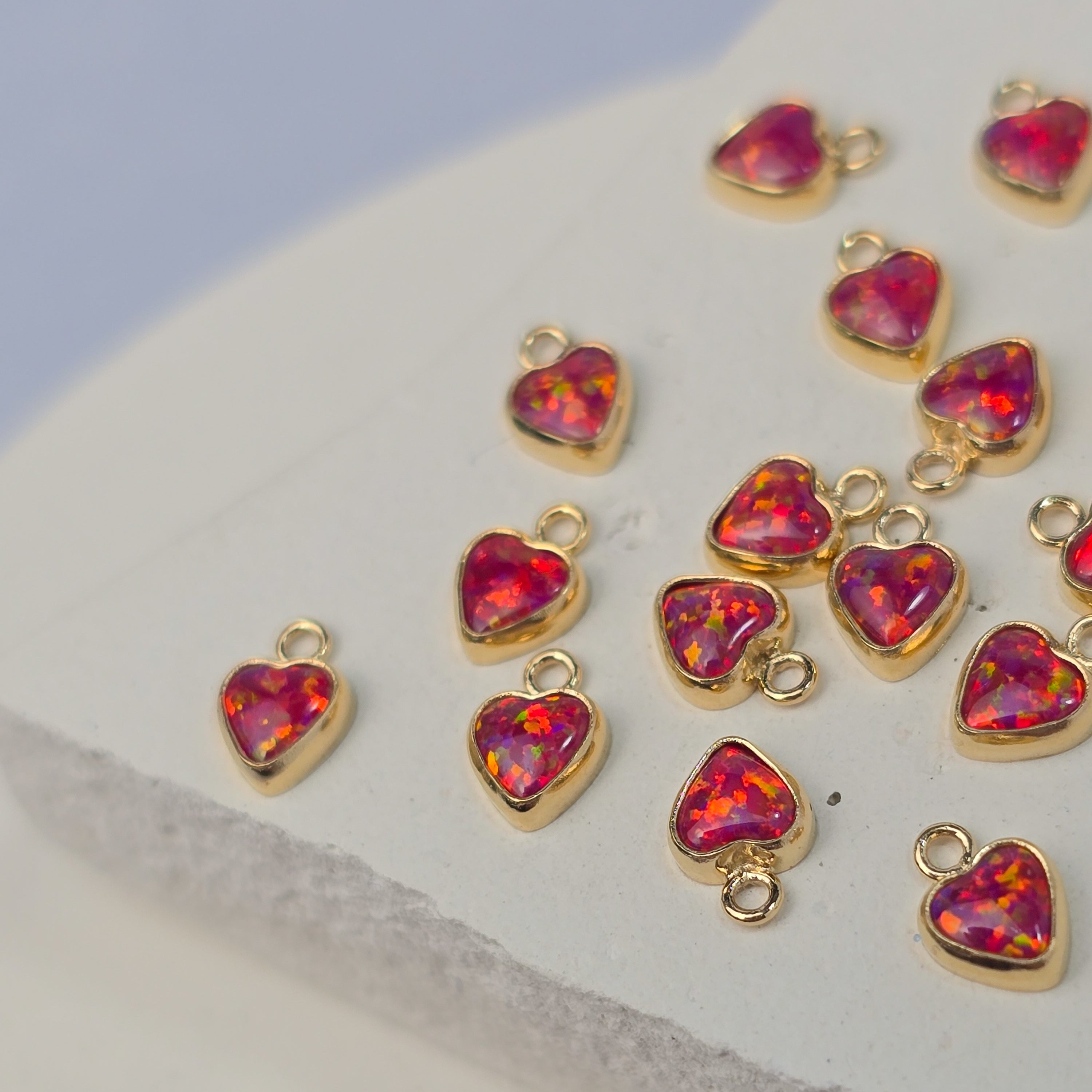 4mm Opal Heart Charm