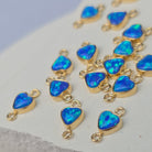 4mm Opal Heart Connector Charm Blue