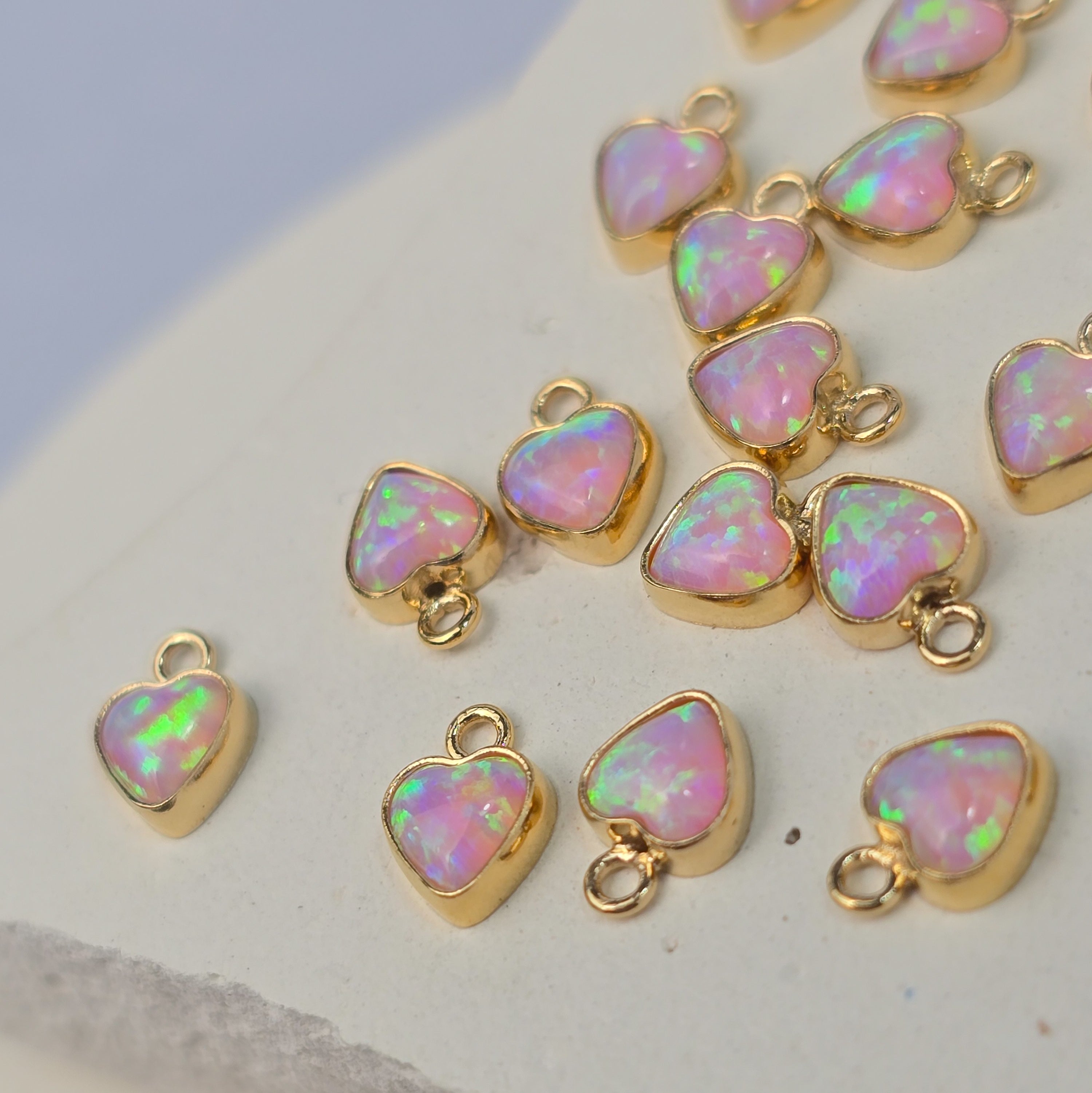 4mm Opal Heart Charm