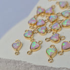 4mm Opal Heart Connector Charm Pink