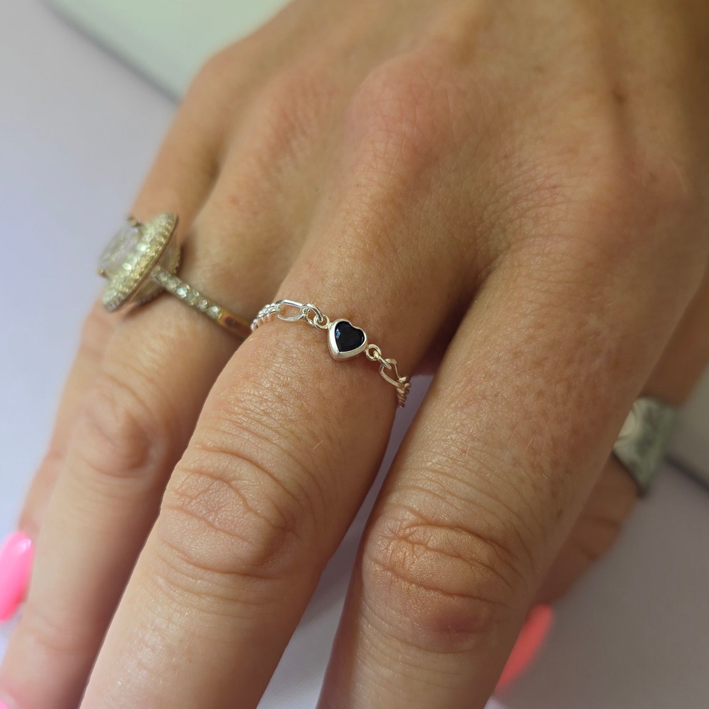 4mm Heart Birthstone Connector Charm