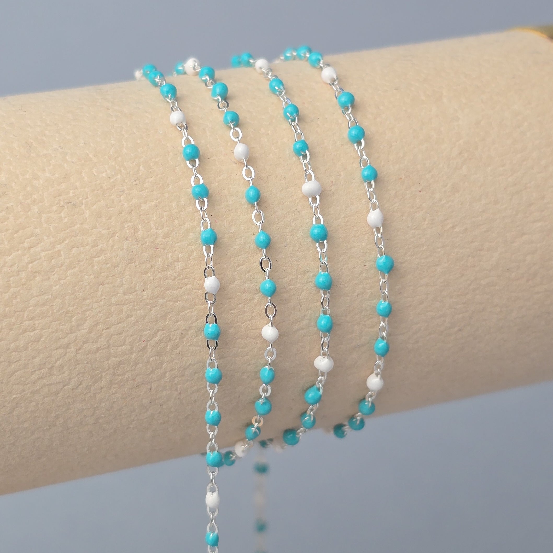 1.5mm Tiff Blue Enamel Flat Cable Chain