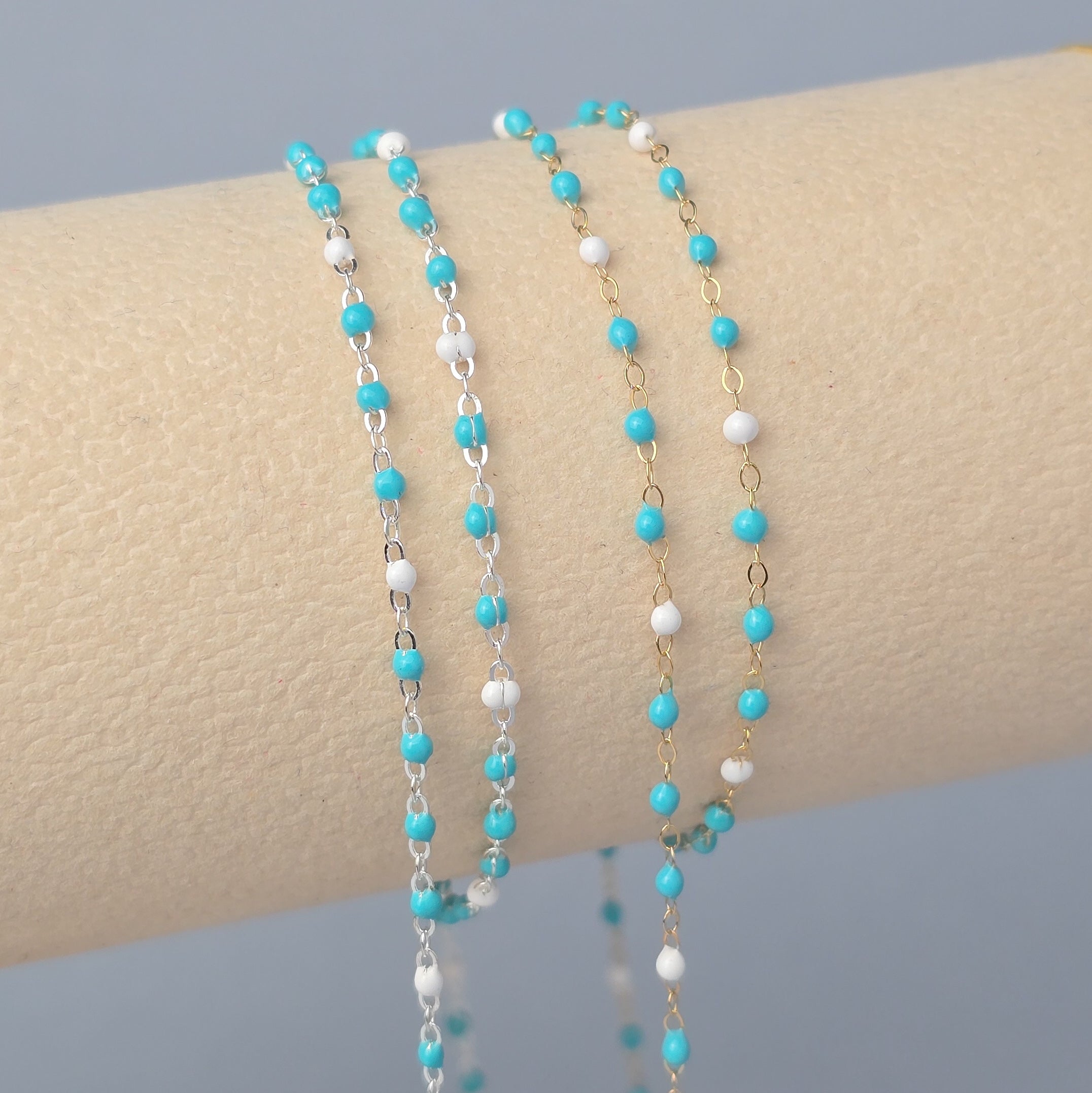 1.5mm Tiff Blue Enamel Flat Cable Chain
