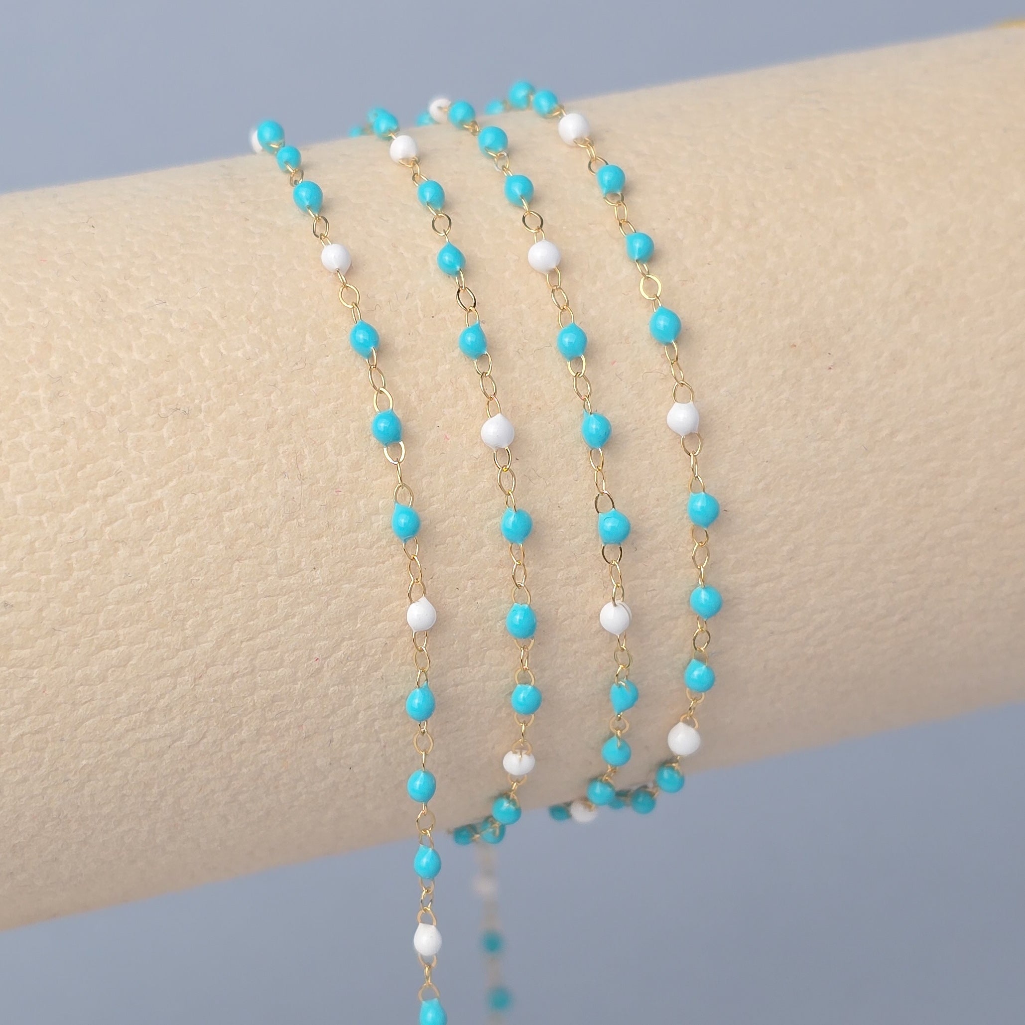 1.5mm Tiff Blue Enamel Flat Cable Chain